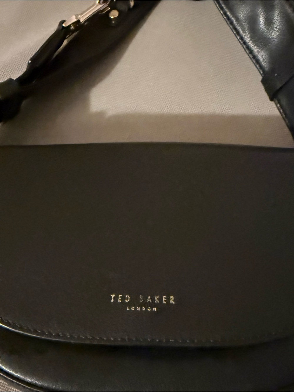 Ted Baker Black Leather Belt Bag with Gold Logo